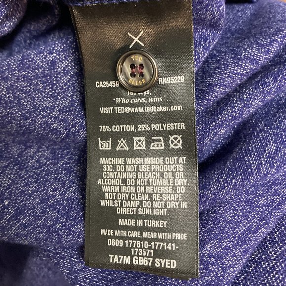 Mens Ted Baker Tee Shirt Cotton Blend Purple Small w/Pocket - Picture 5 of 7